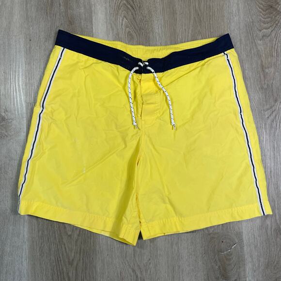 Polo Sport Ralph Lauren Swim Trunks Men’s Large Yellow Mesh Lined 90s Vintage - Picture 2 of 13